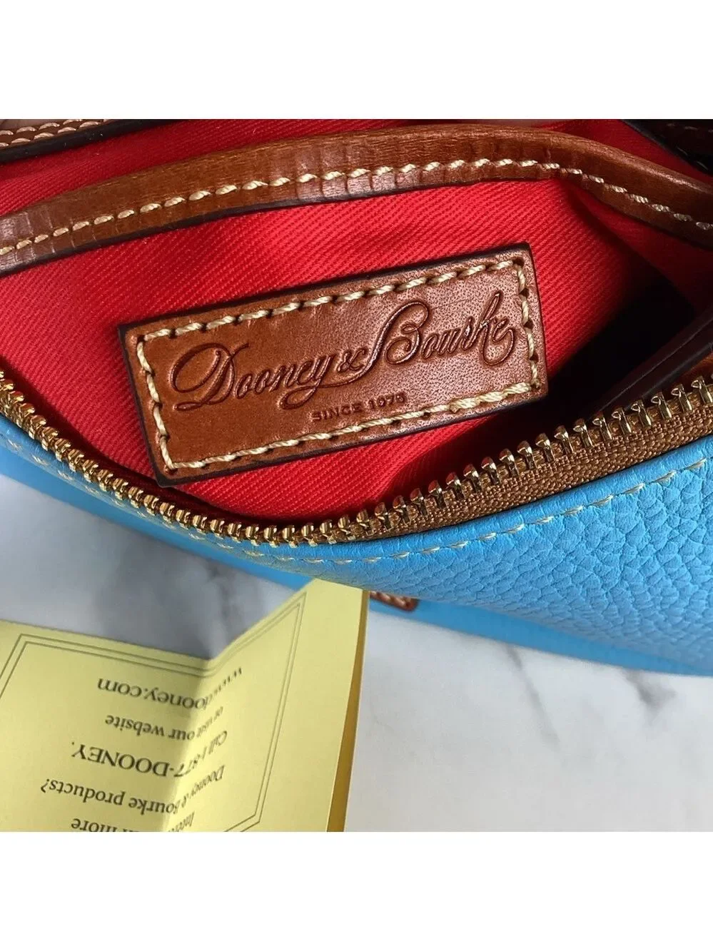 Dooney & Bourke Kiley Aqua Blue Brown Hobo Shoulder Bag Pebble leather Purse guc